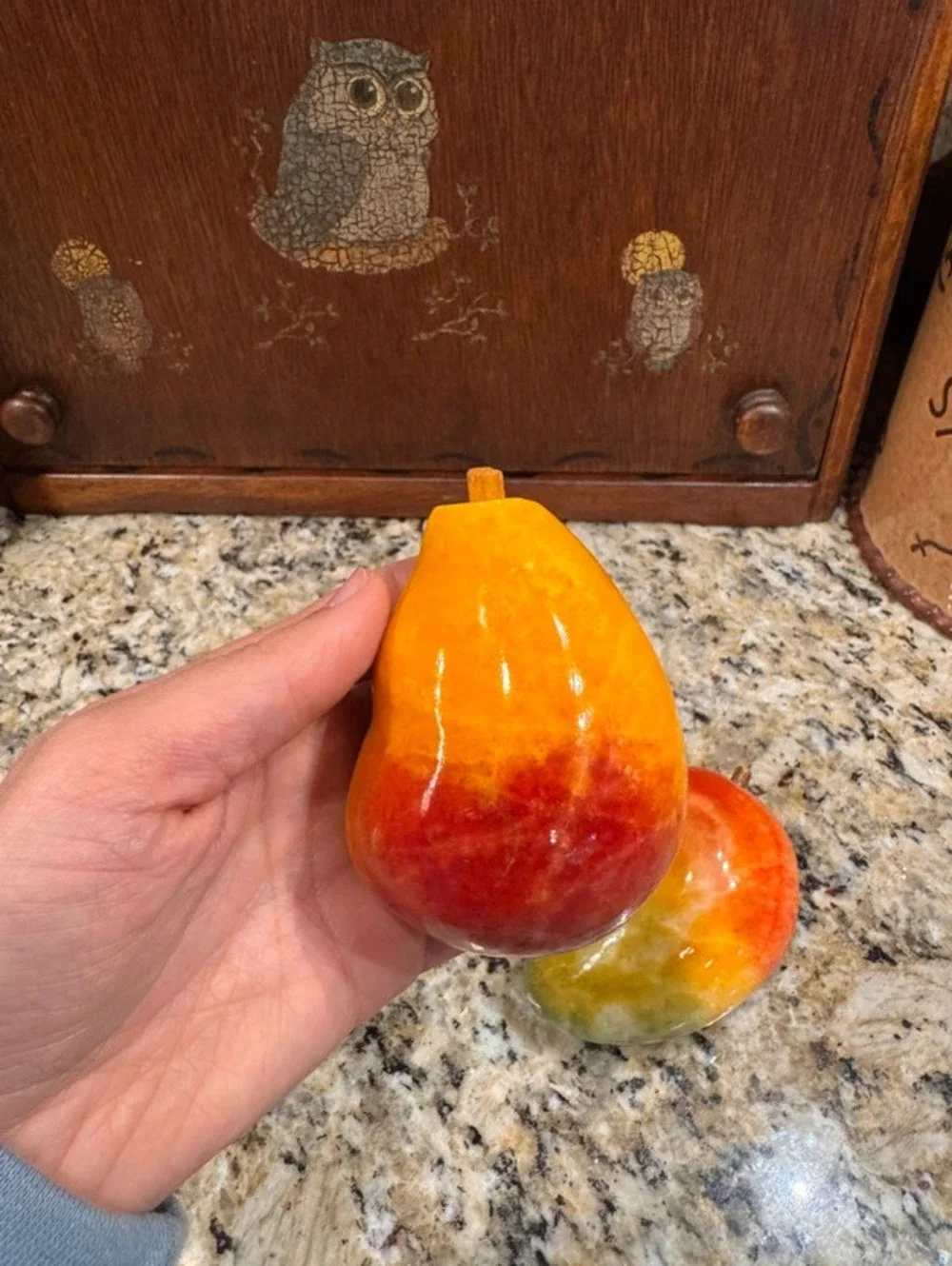Vintage Italian alabaster STONE fruit set of 3